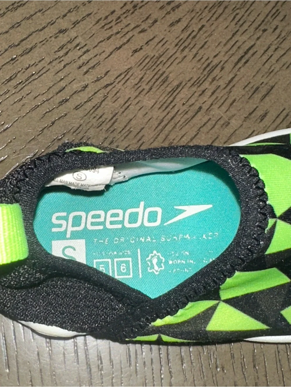 Speedo water shoes toddler Slip-On Shoes in Neon Green Geometric Print